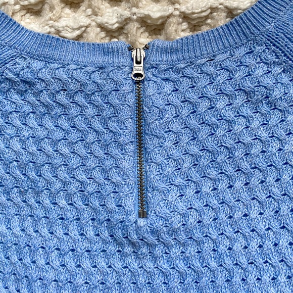 American Eagle Blue Scoop Neck Knit Sweater - Picture 4 of 5